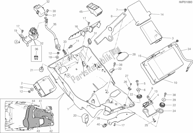 Tutte le parti per il Portabatteria del Ducati Multistrada 1260 ABS Brasil 2018